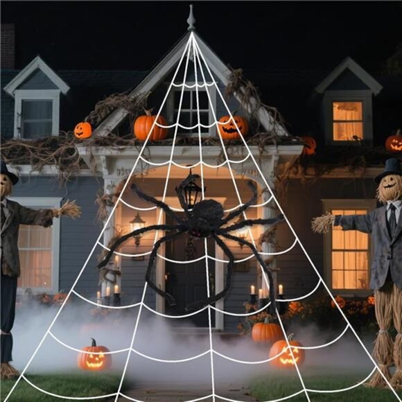 Halloween Decorations, 16.4FT Diameter Spider Web Lights...